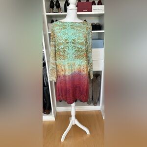 Maeve ombré shift dress with peekaboo cutout sleeves